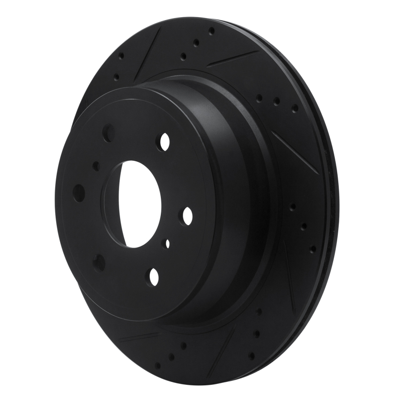 Cadillac Escalade Brake Rotor (1) - Rear Left - R1 Concepts - Drilled & Slotted - Black - `07-`20